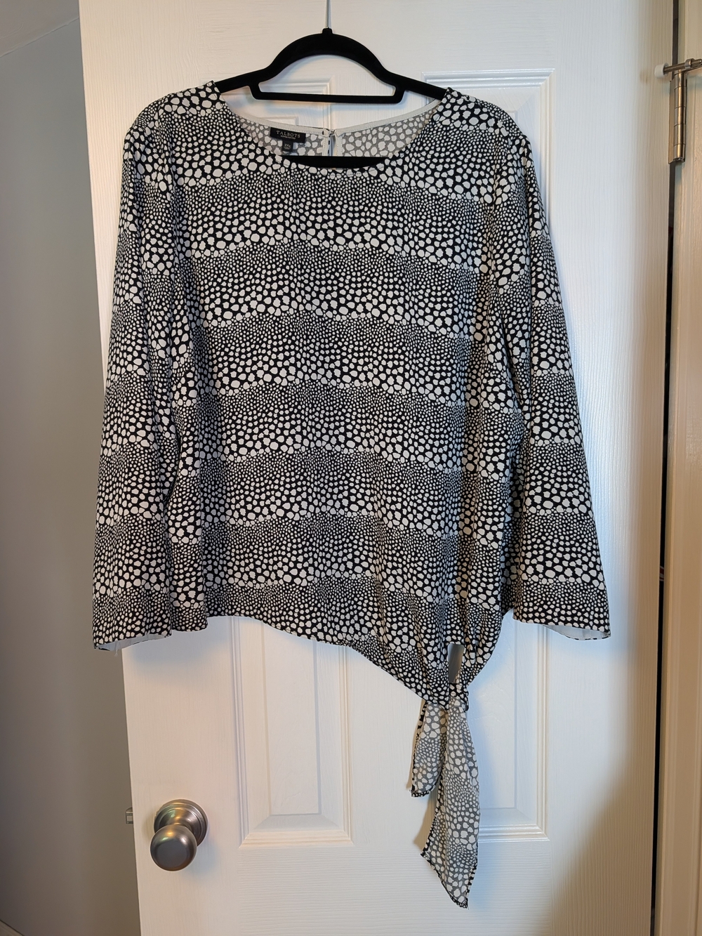 Talbots Black & White Dot Tie-Hem Women's Top